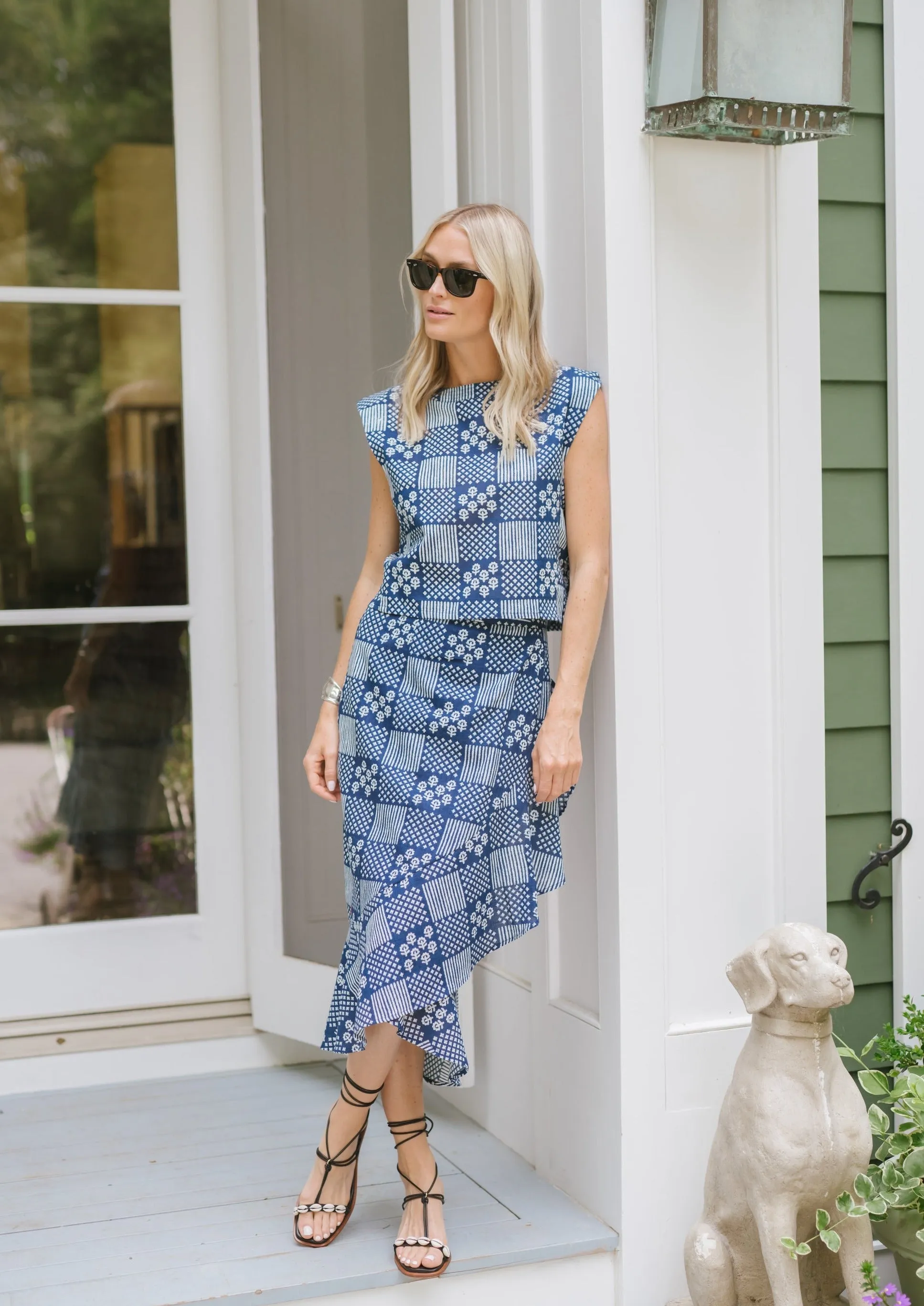 Slim Shell Top - Stonington Blue Patchwork sold by Julia Amory product image thumbnail 2