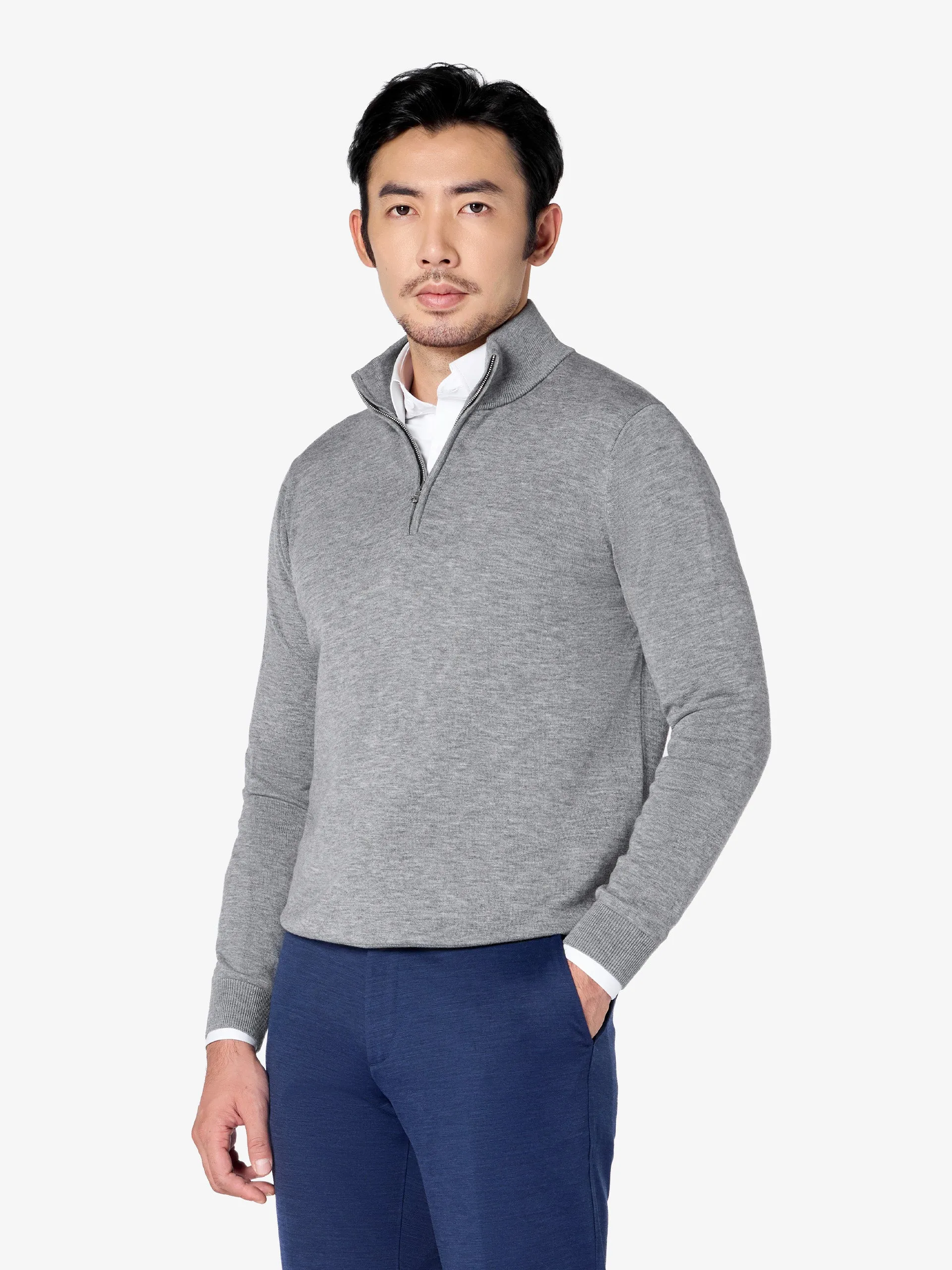 xSweater Merino Half-Zip Midweight - Light Grey sold by xSuit