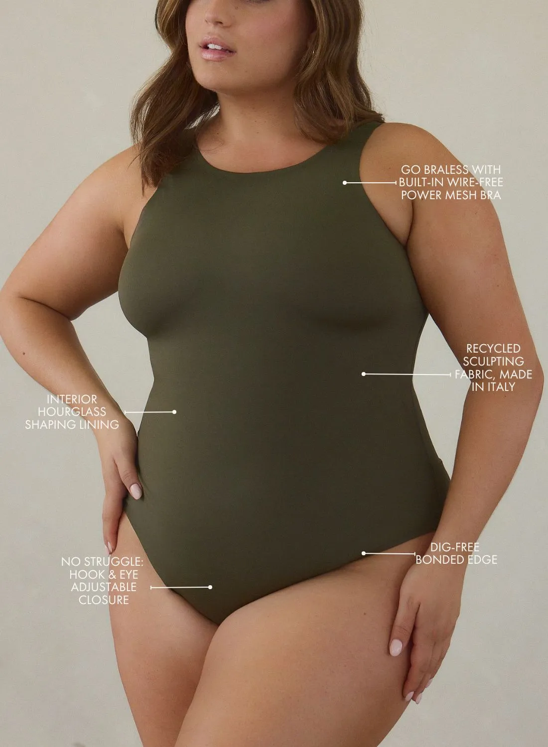 High Neck Hourglass Shapewear Cheeky Bodysuit sold by Pinsy product image thumbnail 2