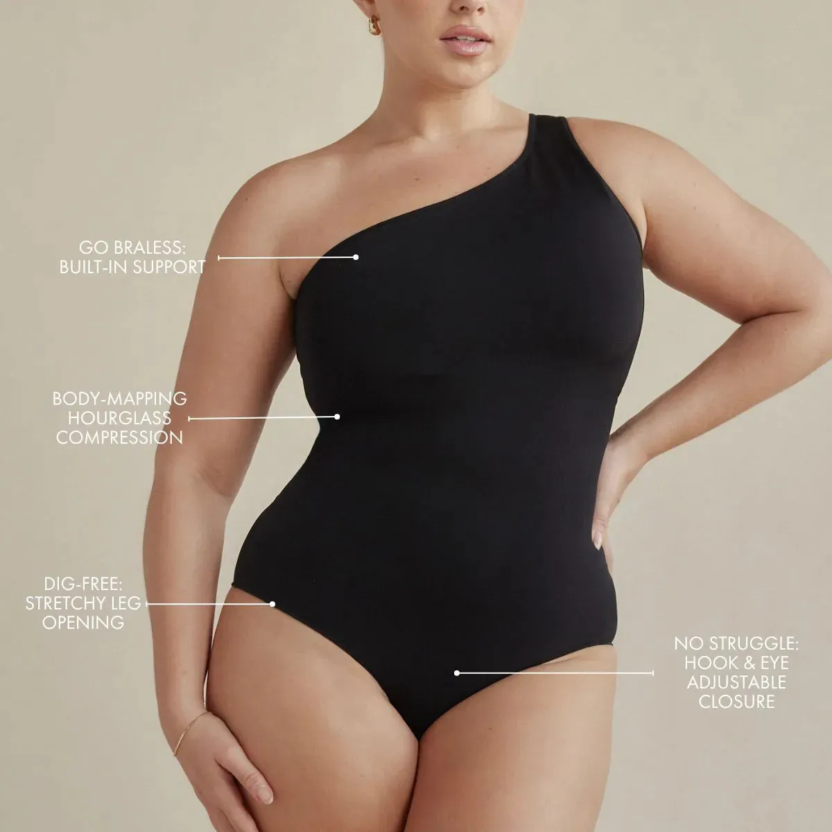 One Shoulder Butter Sculpt® Seamless Shapewear Bodysuit sold by Pinsy product image thumbnail 2