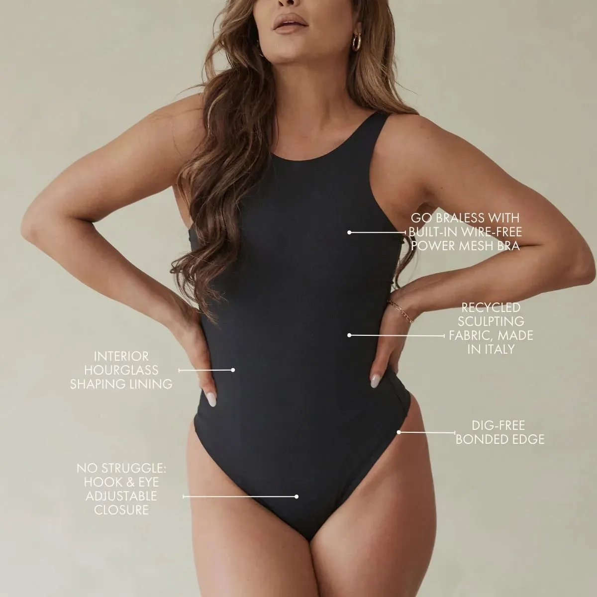 High Neck Hourglass Shapewear Thong Bodysuit sold by Pinsy product image thumbnail 4