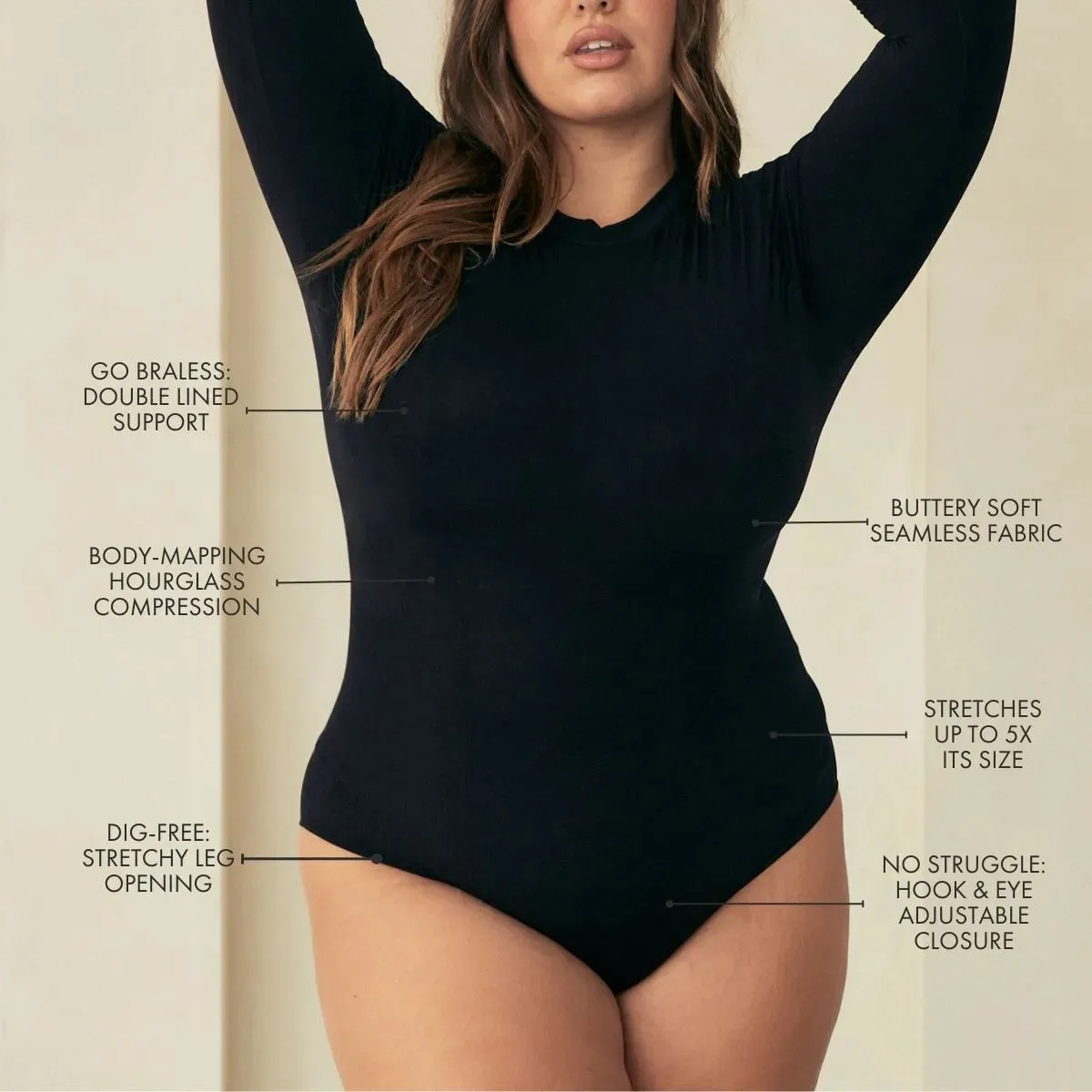 Long Sleeve Crew Neck Butter Sculpt® Seamless Shapewear Bodysuit sold by Pinsy product image thumbnail 4