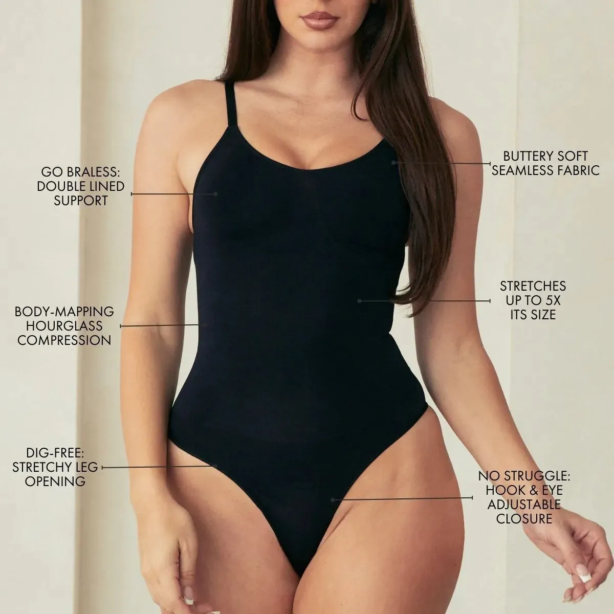 V Neck Spaghetti Butter Sculpt® Seamless Shapewear Bodysuit sold by Pinsy product image thumbnail 3