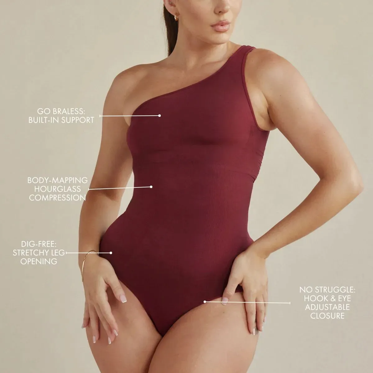 One Shoulder Butter Sculpt® Seamless Shapewear Bodysuit sold by Pinsy product image thumbnail 3