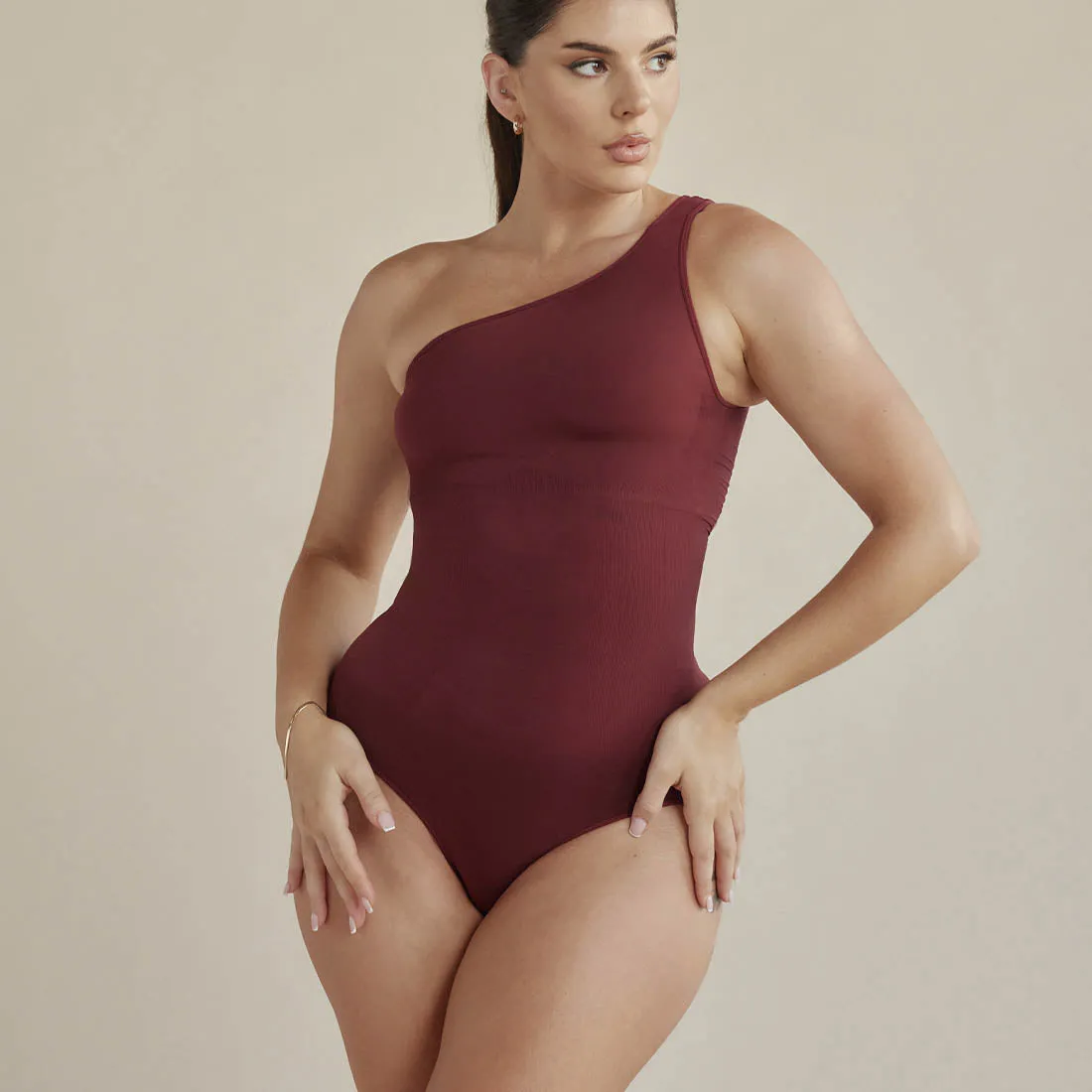 One Shoulder Butter Sculpt® Seamless Shapewear Bodysuit sold by Pinsy