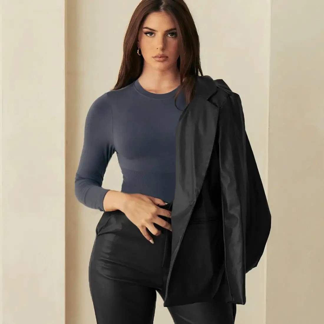 Long Sleeve Crew Neck Butter Sculpt® Seamless Shapewear Bodysuit sold by Pinsy product image thumbnail 2