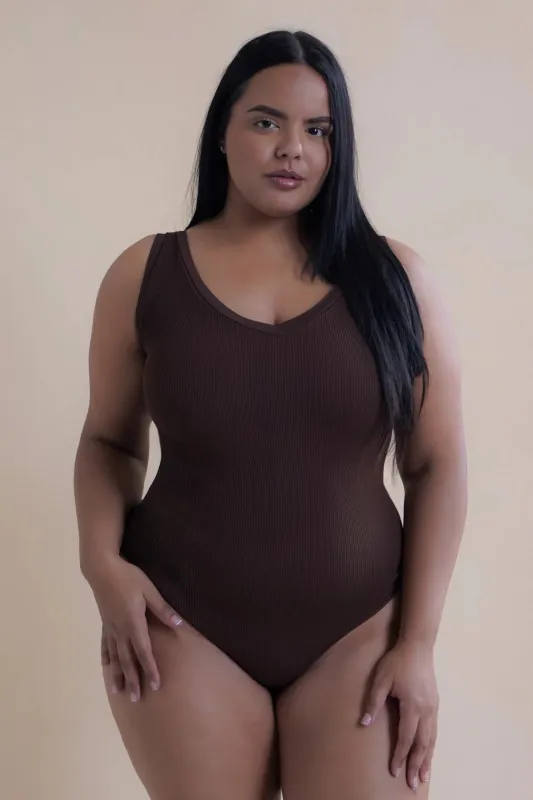 Rib Sculpt V-Neck Shapewear Bodysuit sold by Pinsy