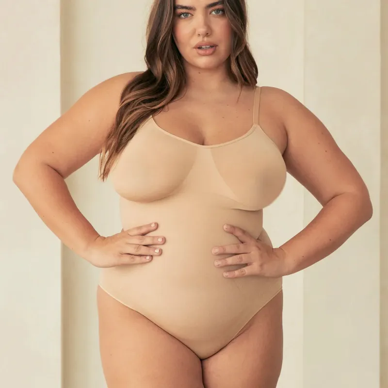 V Neck Spaghetti Butter Sculpt® Seamless Shapewear Bodysuit sold by Pinsy