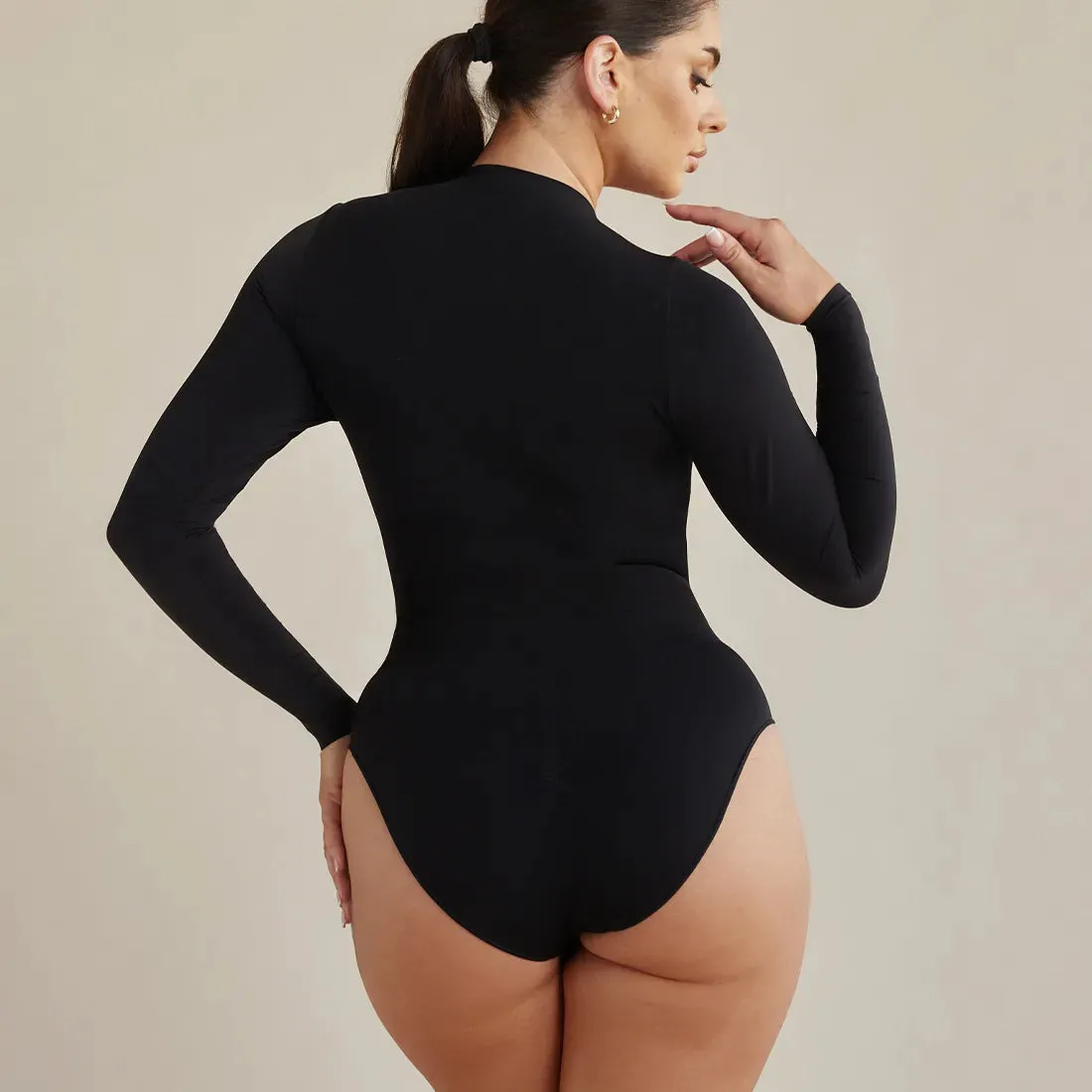 Long Sleeve V Neck Butter Sculpt® Seamless Shapewear Bodysuit sold by Pinsy product image thumbnail 3