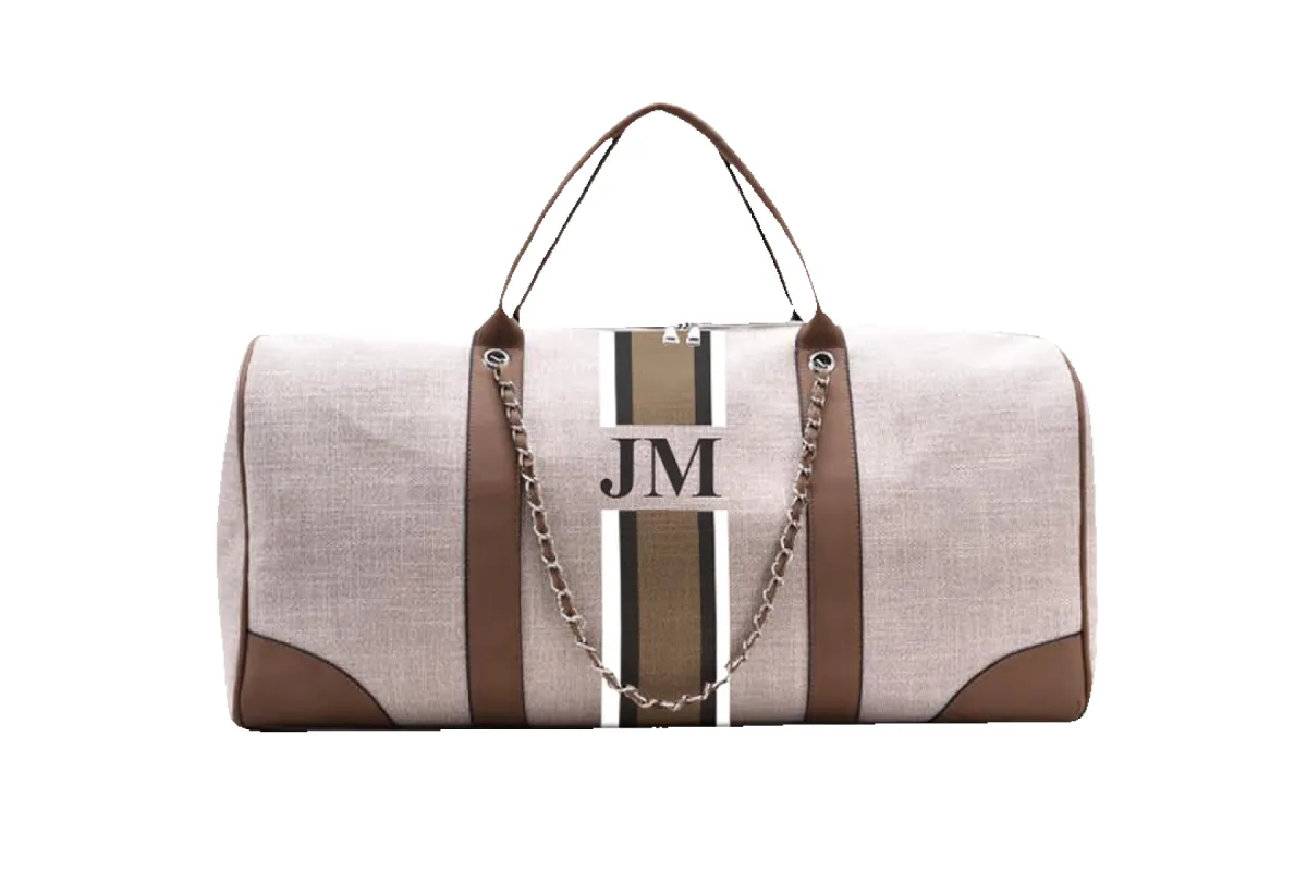 The Lily 'Take Me Away' - Soft Fawn - with White, Grey and Beige Stripe sold by Lily and Bean