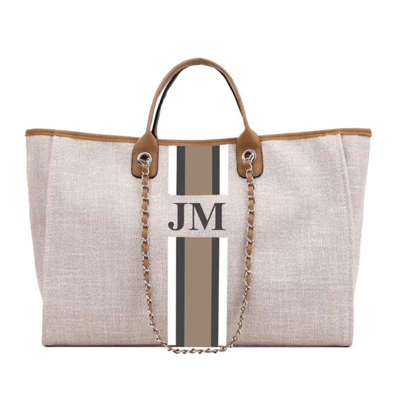 The Lily Canvas Jumbo - Soft Fawn with White, Grey & Beige sold by Lily and Bean