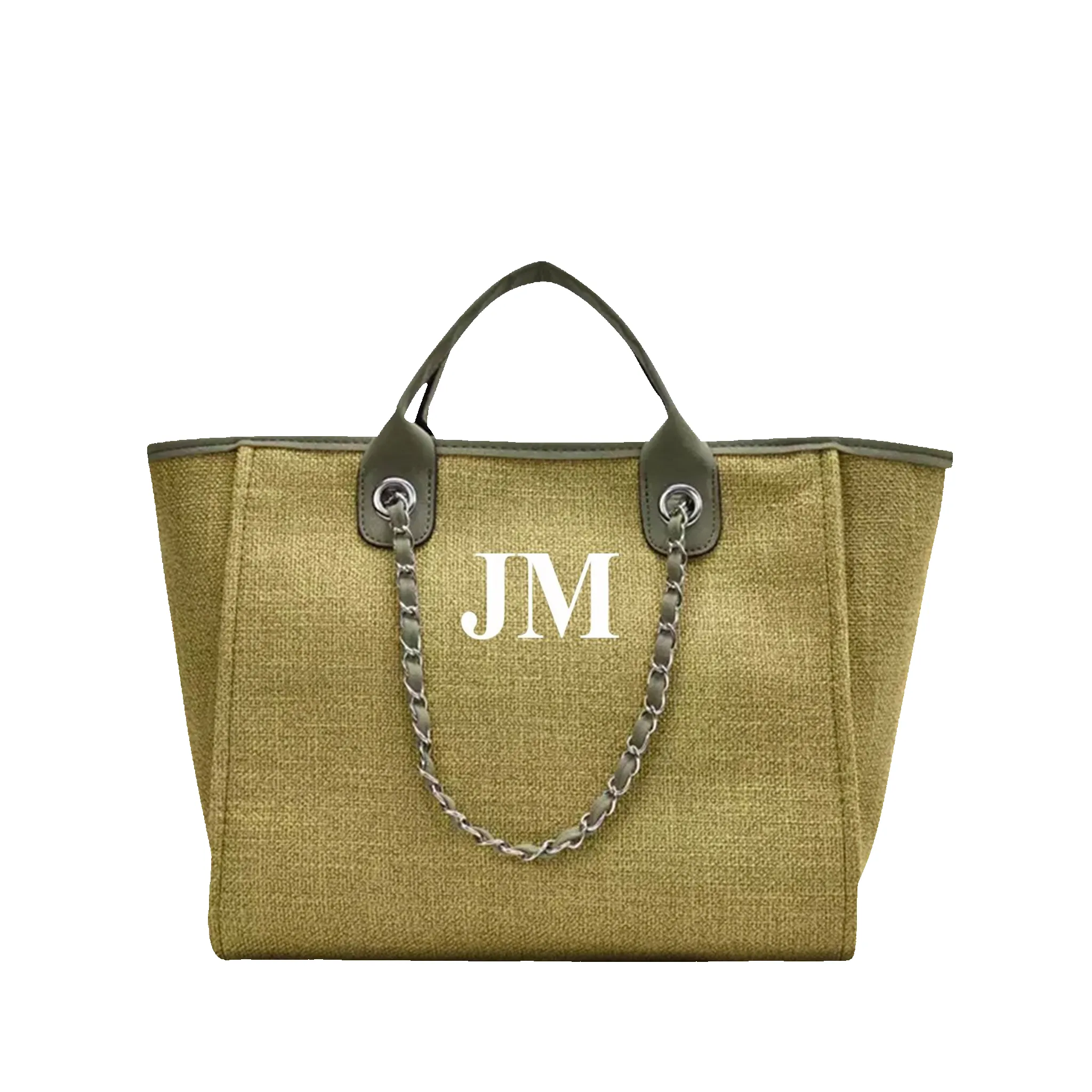 The Lily Canvas Medium - Army Green - White Initials Only sold by Lily and Bean