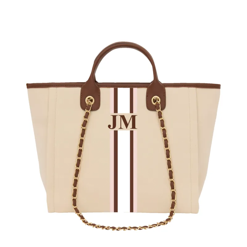 The Lily Canvas Medium - Cream with Dark Brown Handles - Design Your Own sold by Lily and Bean