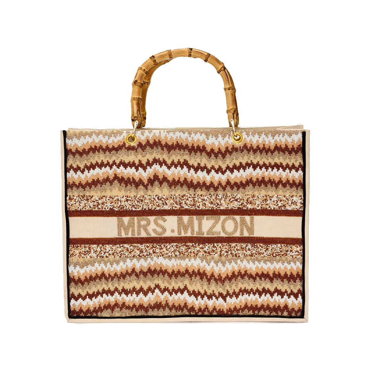 The Juliana Mocha Beaded Tote sold by Lily and Bean