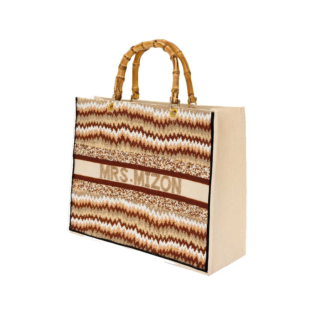 The Juliana Mocha Beaded Tote sold by Lily and Bean product image thumbnail 3
