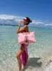The Lily Fringe Tote - Bubblegum Pink and Tan sold by Lily and Bean
