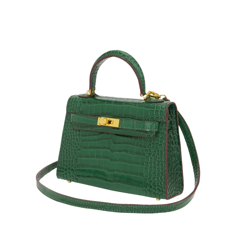 L&B Hettie Bag - Emerald Green Croc Effect sold by Lily and Bean