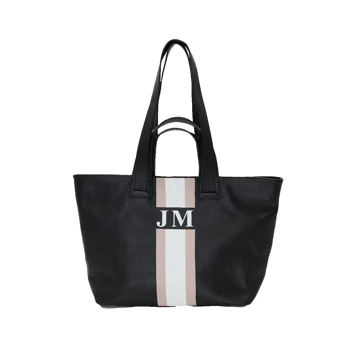 Black with Taupe Leather Double Handled Tote sold by Lily and Bean