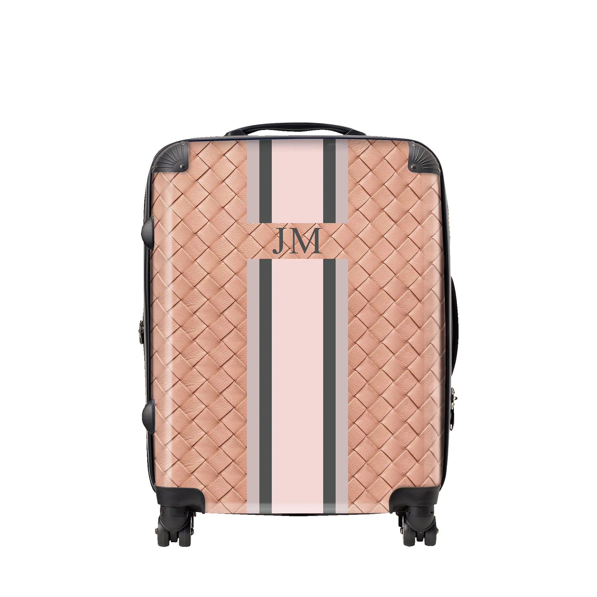 Pink Woven Effect Hardshell Luggage sold by Lily and Bean