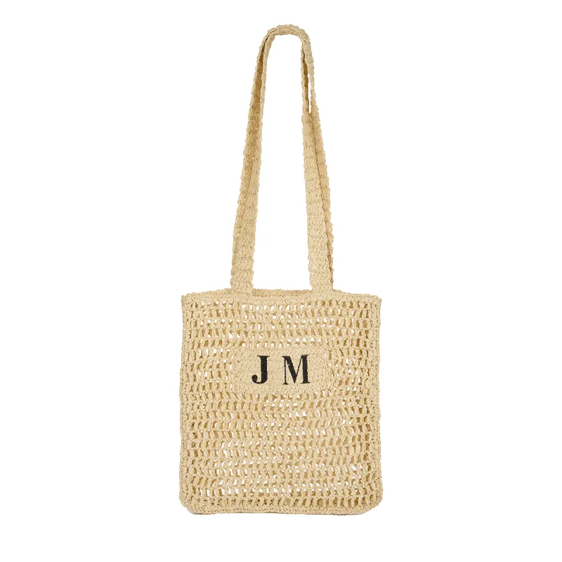 Lily & Bean Lattice Straw Shopper with Initials sold by Lily and Bean