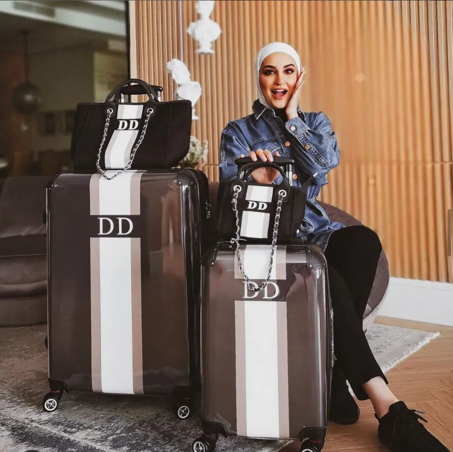 The Lily Canvas Medium - Jet Black with Taupe and White Stripes sold by Lily and Bean product image thumbnail 2