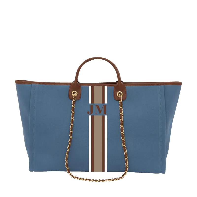 The Lily Canvas Jumbo - Dark Denim with Dark Tan Handles sold by Lily and Bean