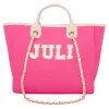 Lily & Bean Canvas Chain Tote Bag Hot Pink Medium With Chenille Letters sold by Lily and Bean