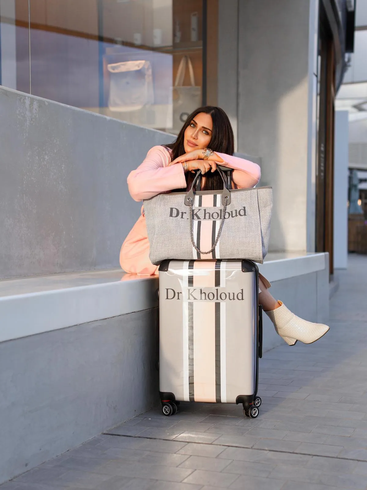 French Grey & Pink Trio Luggage Set sold by Lily and Bean product image thumbnail 5