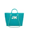 Lily & Bean Canvas Chain Tote Bag Teal With Chenille Letters sold by Lily and Bean