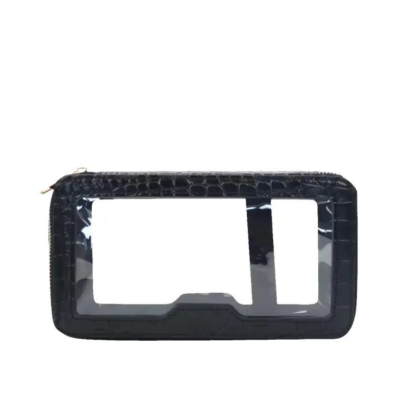 L&B Transparent Rectangular Makeup Bag - Black Croc Effect sold by Lily and Bean