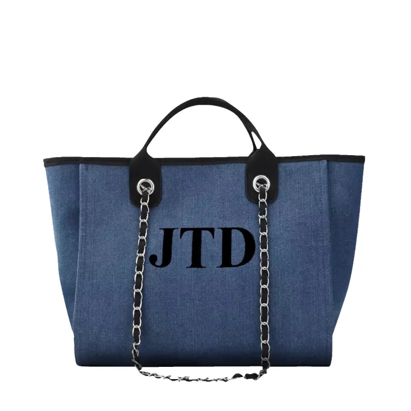 The Lily Canvas Medium - Denim with Black Initials sold by Lily and Bean