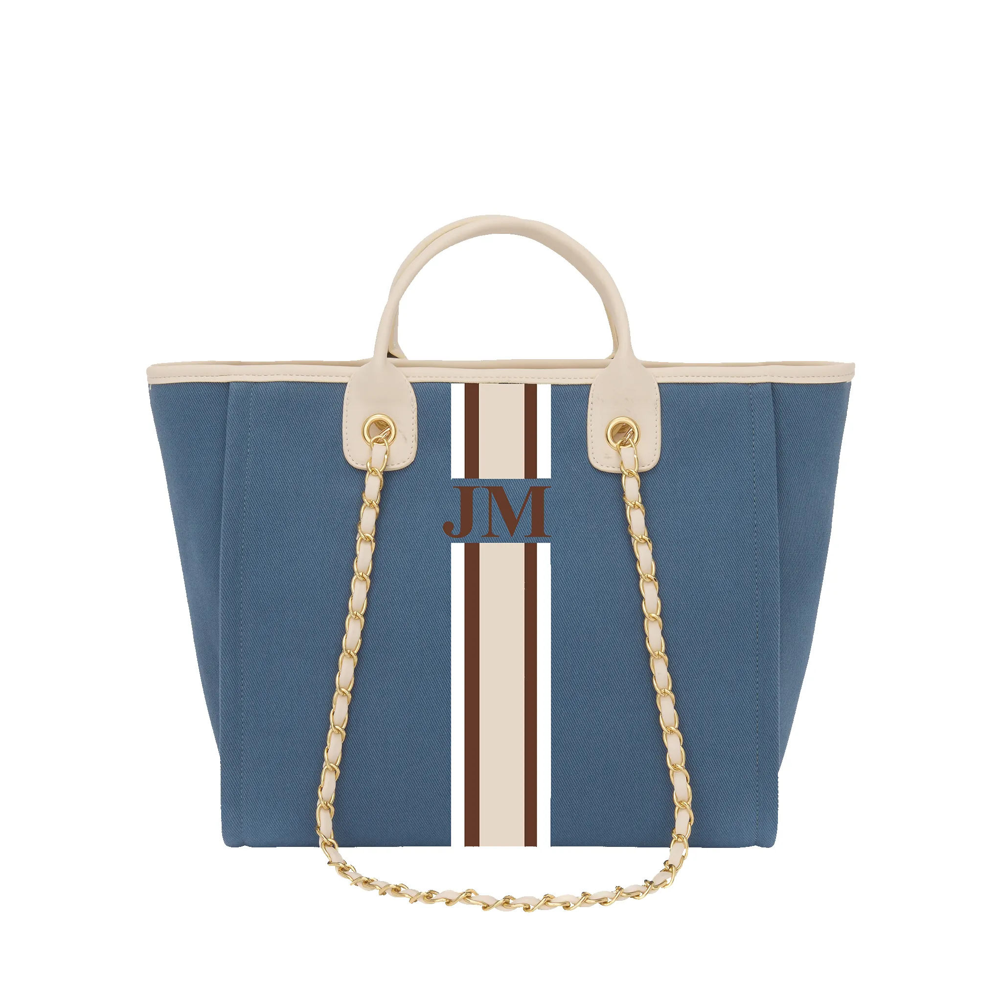The Lily Canvas Medium - Dark Denim with Off White Handles sold by Lily and Bean