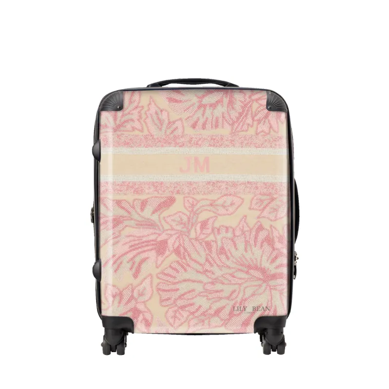 The Juliana Tropical Pink Beaded Luggage sold by Lily and Bean