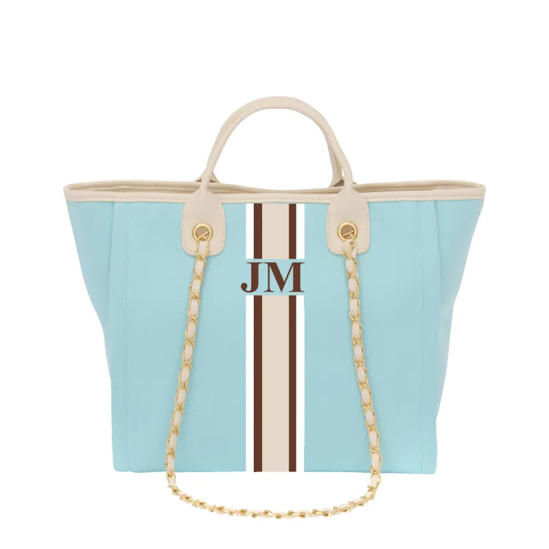 Lily & Bean Canvas Tote Bag Sky Blue with Off White Handles Medium sold by Lily and Bean