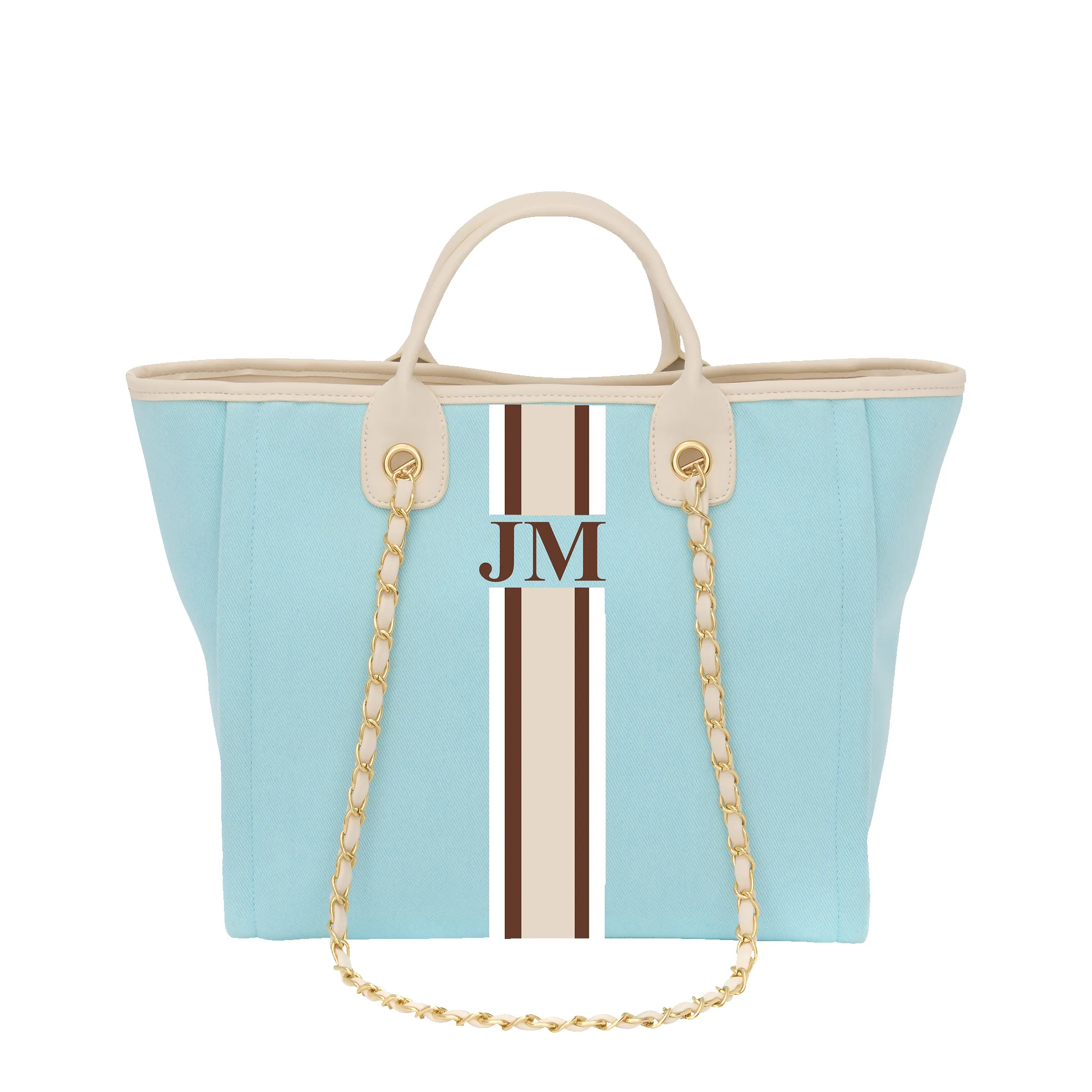 Lily & Bean Canvas Tote Bag Sky Blue with Off White Handles Medium sold by Lily and Bean