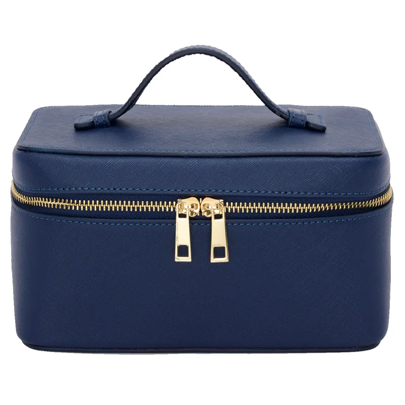 L&B Leather Travel Vanity Case - Navy sold by Lily and Bean