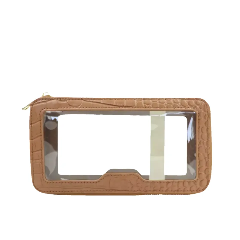 L&B Transparent Rectangular Makeup Bag - Tan Croc Effect sold by Lily and Bean
