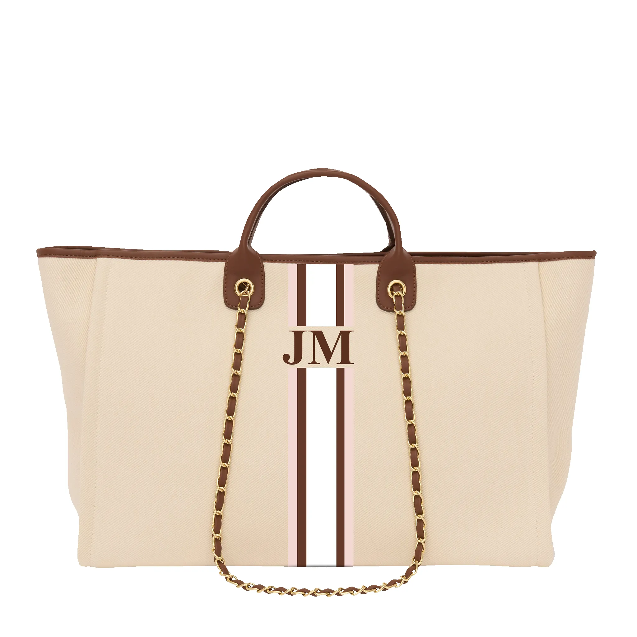 The Lily Canvas Jumbo - Cream with Dark Tan Handles - Design Your Own sold by Lily and Bean