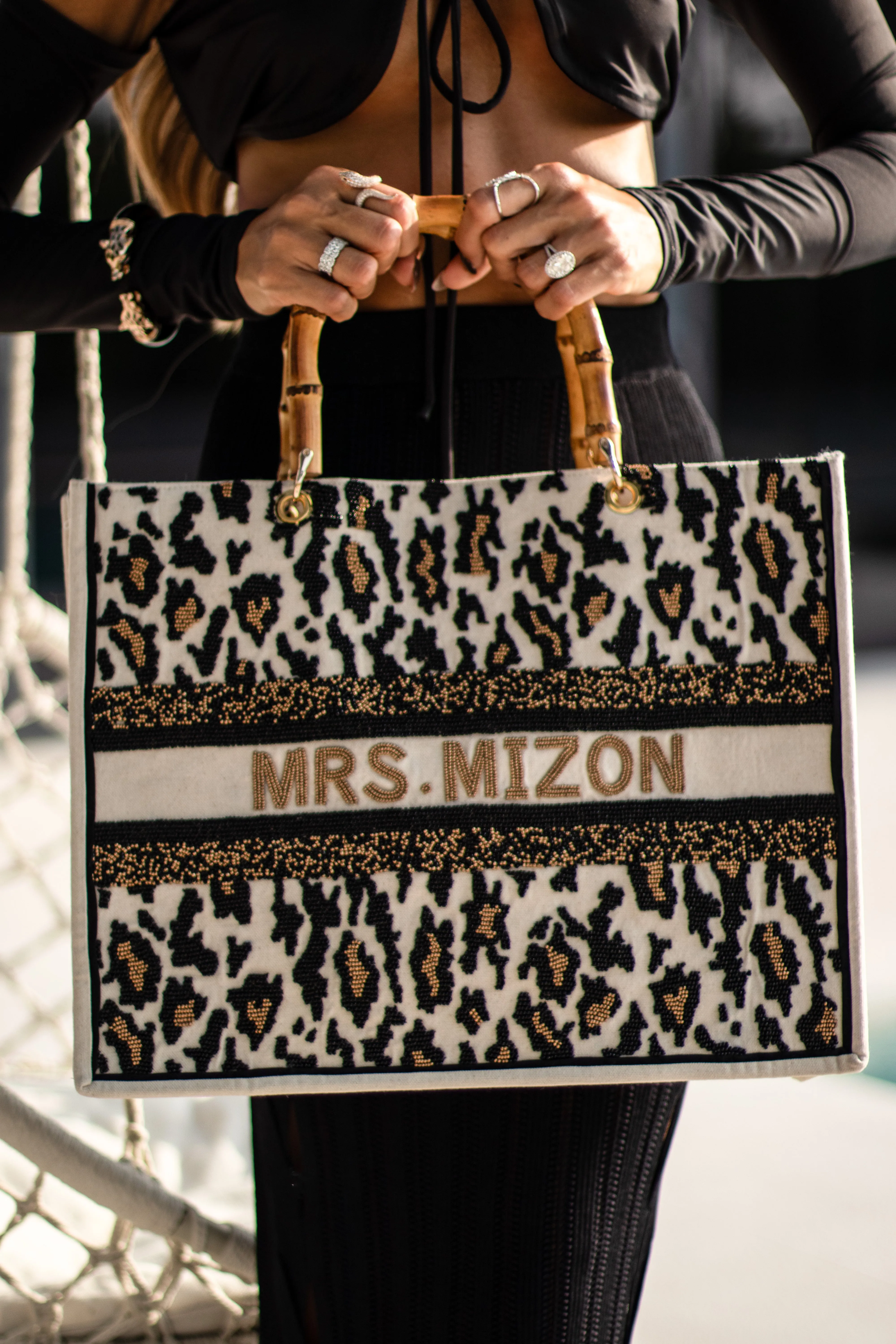 The Juliana Leopard Beaded Tote sold by Lily and Bean product image thumbnail 2