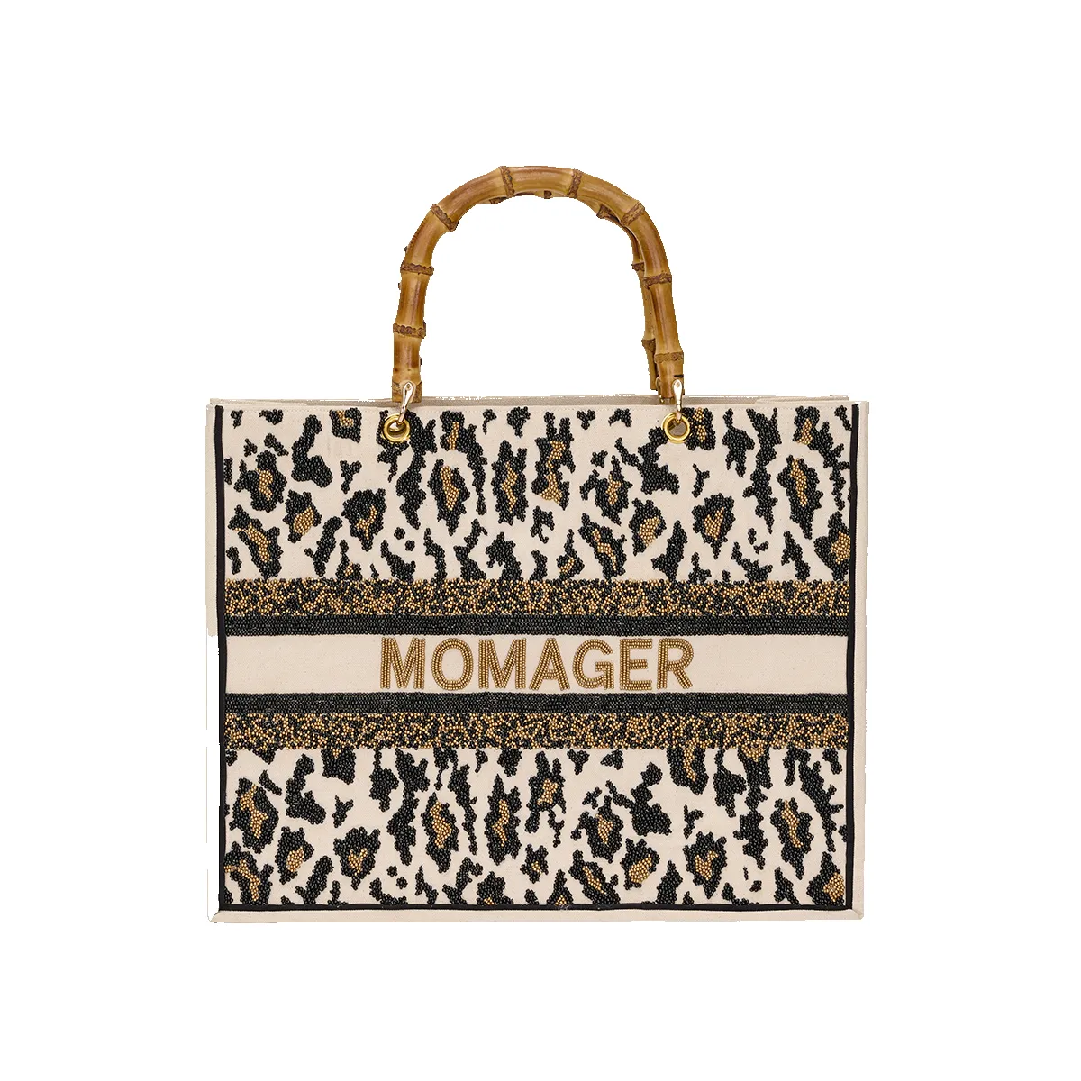The Juliana Leopard Beaded Tote sold by Lily and Bean