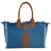 The Lily Fringe Tote - Denim and Tan sold by Lily and Bean