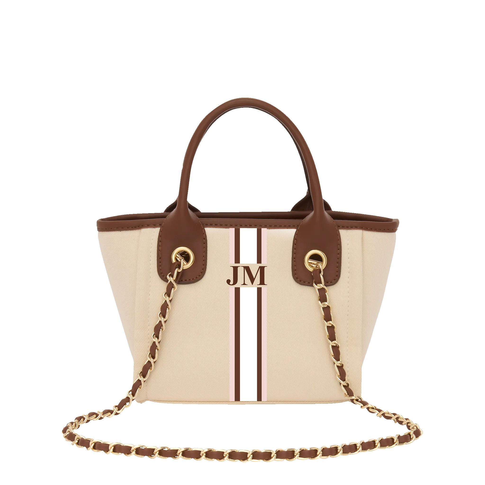The Lily Canvas Mini - Cream with Dark Brown Handles - Design Your Own sold by Lily and Bean