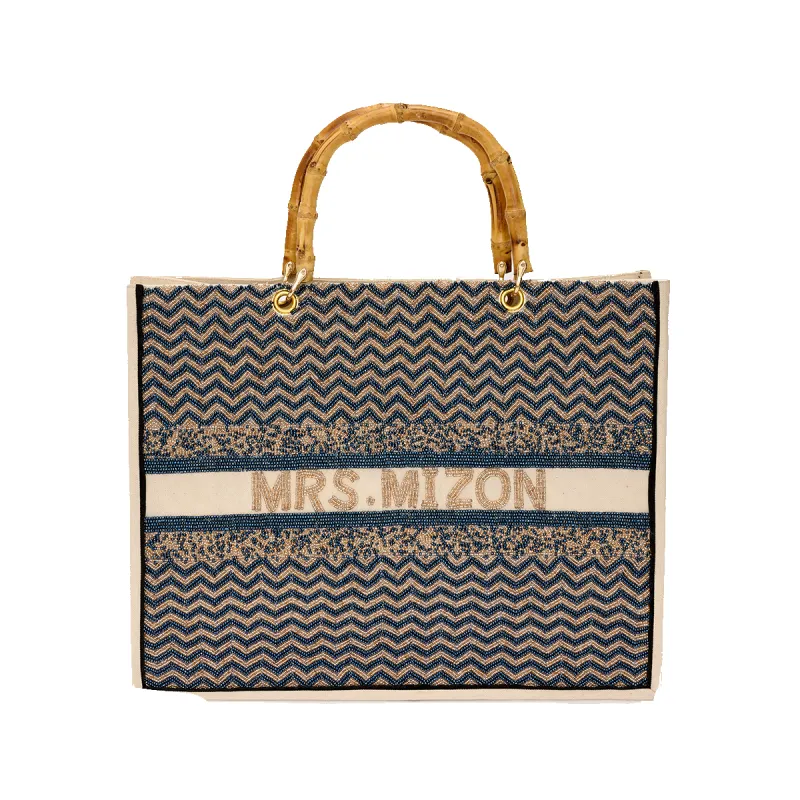 The Juliana Royal Ziggy Beaded Tote sold by Lily and Bean