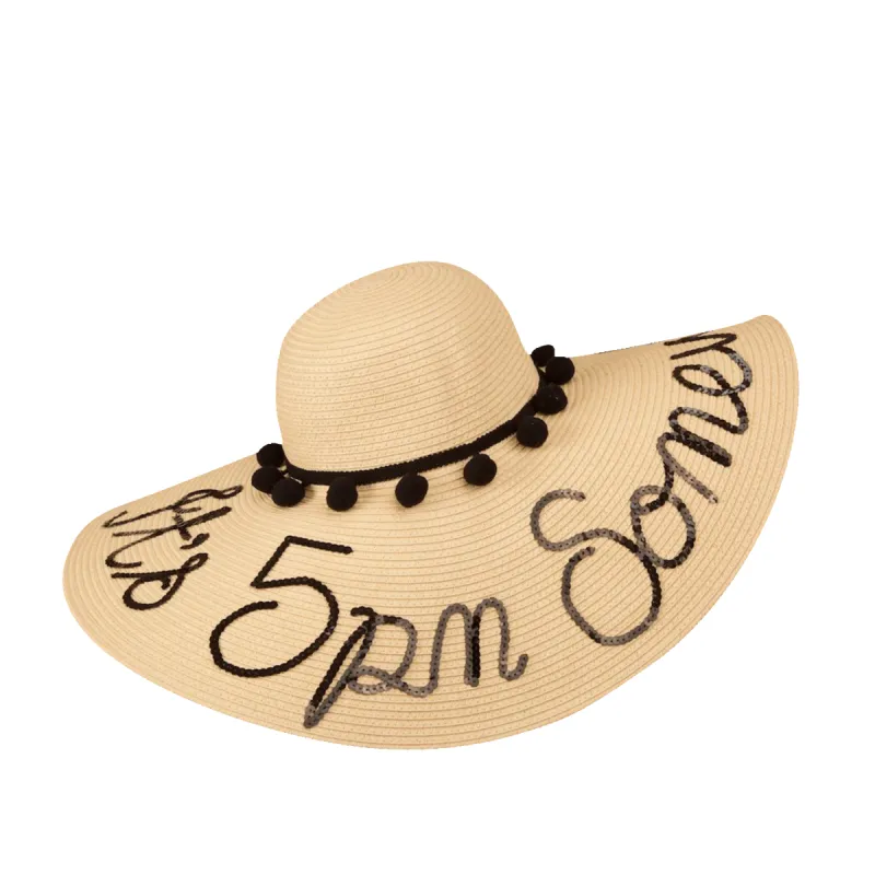Lily & Bean Floppy Straw Hat Hat Sequin Personalized Pom Pom Band sold by Lily and Bean