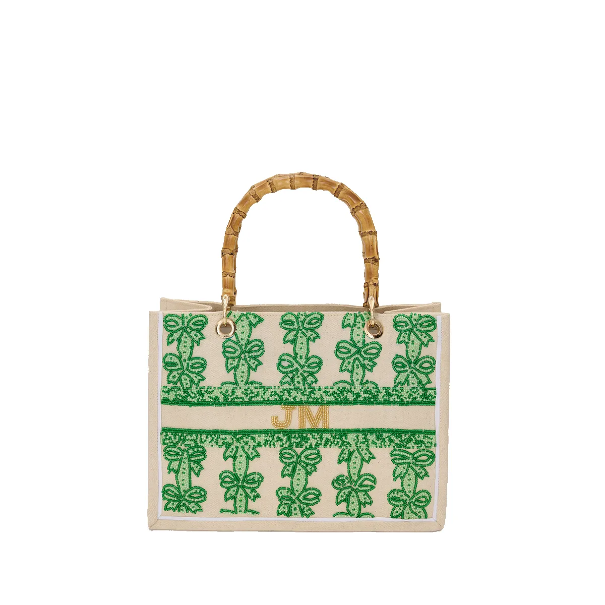 The Juliana Mini Beaded Tote - Green Cupid Bow sold by Lily and Bean
