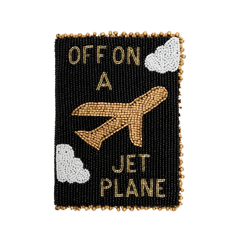 Black with Gold Passport Cover Fully Hand Beaded sold by Lily and Bean