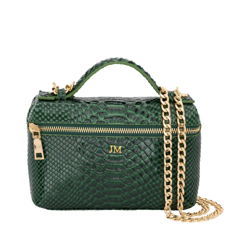 Lily & Bean Eva Chain Bag Racing Green Croc sold by Lily and Bean