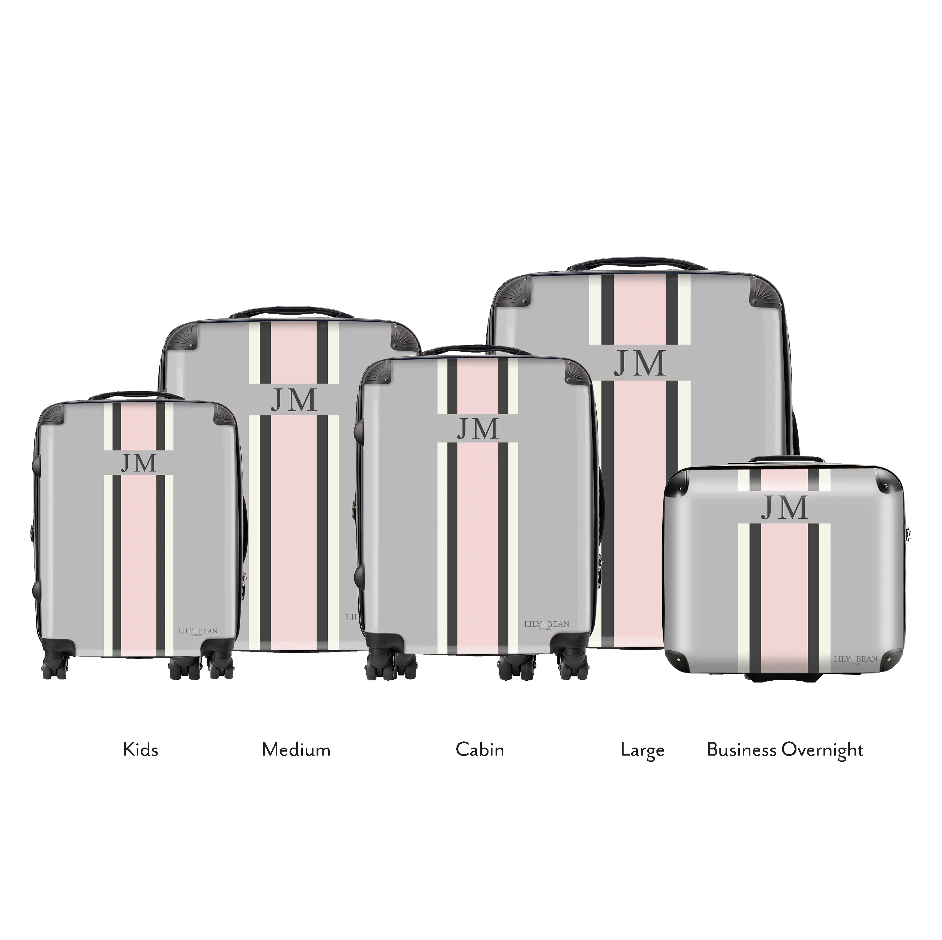 FULL SET French Grey with Pink Luggage 5 Piece sold by Lily and Bean