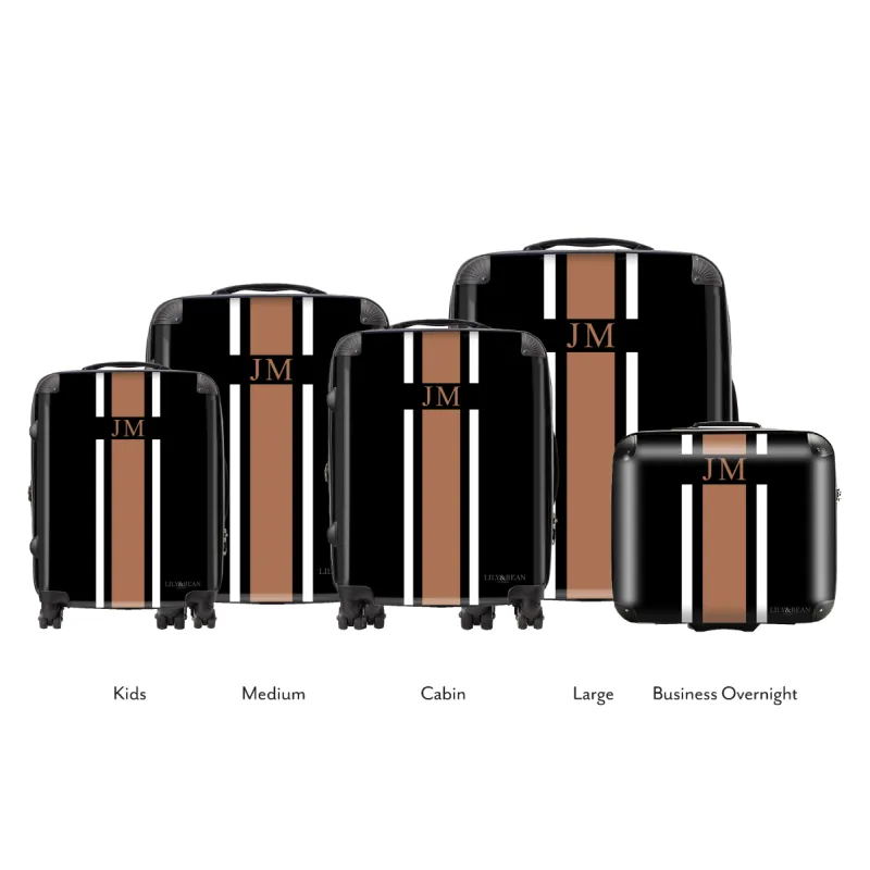 FULL SET Black with Tan Luggage 5 Piece sold by Lily and Bean