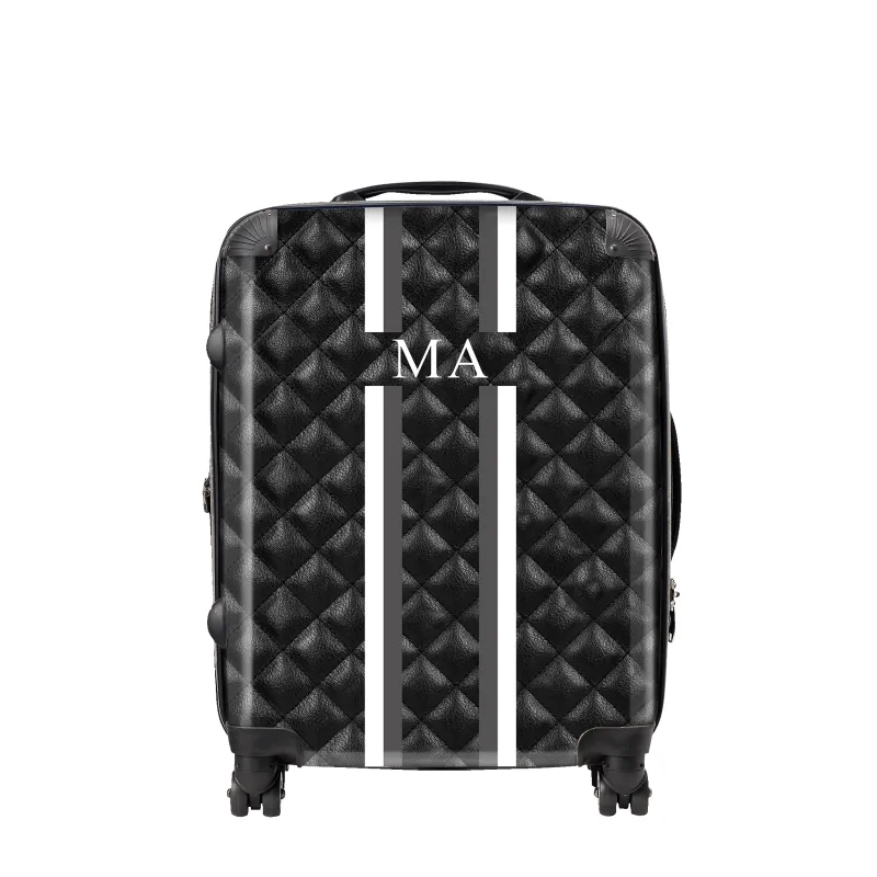 Quilted Effect Hardshell Luggage - Black sold by Lily and Bean